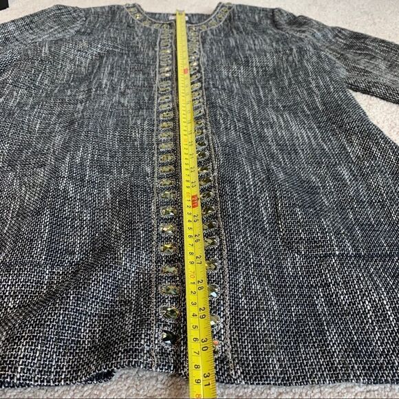 Chicos Jeweled Neckline Tweed Blazer Jacket Pockets Tunic Length Sz 16🇨🇦 - Picture 10 of 12